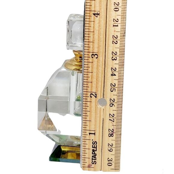 Vtg Clear Glass Perfume Bottle Cut Glass Empty Fragrance Bottle Glass Stopper - Picture 6 of 7